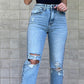 Distressed Straight Leg Jeans
