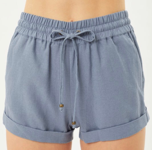Blue Stone Linen Shorts