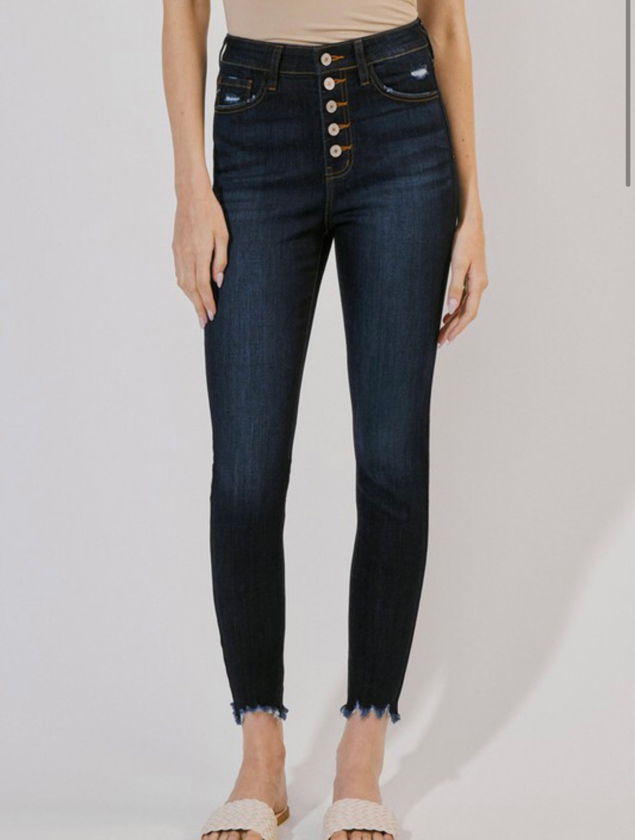 Kan Can High Rise Ankle Skinny Jeans